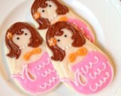 Pink Mermaid Sugar Cookies Iced Decorated Cookie Favor Beach Theme