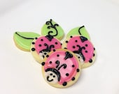 Pink Lady Bug Cookies Mini Sugar Cookies Apple Green Leaf Cookies