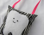 Tooth Fairy Pillow - Zebra Print and Pink - Stocking stuffer for children