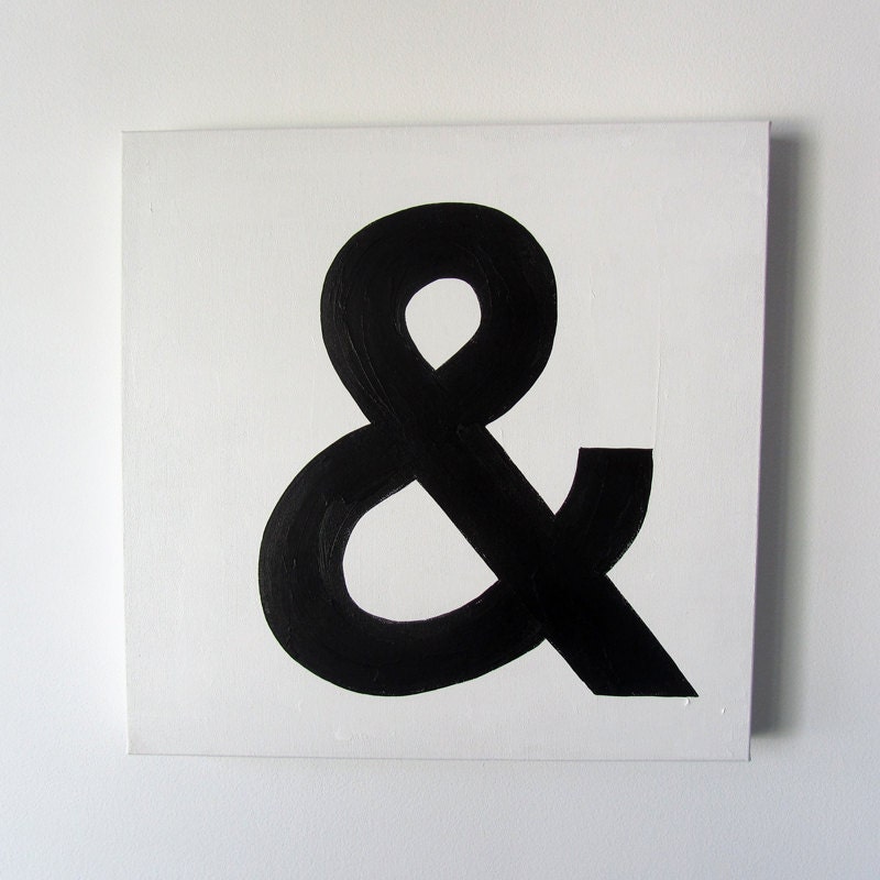 No. 65 - Black and White Modern Art Ampersand Painting - 16" x 16" on gallery style 1.5" depth canvas