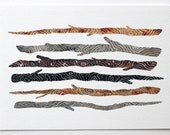 Stick Collection Archival Print - Watercolor Art - Twigs, Branch, Nature, Wood - Small Archival Print - 5x7 Stick Collection