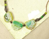 Copper Yellow Green Fire Necklace