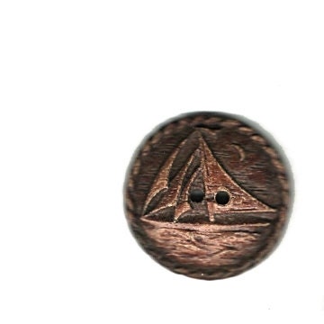 4x 1930's Sailboat Buttons - Crhistmas Present - Antique Vintage Buttons Carved Dark Brown Wood by CarvCraft