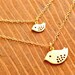 Mother and Daughter Necklace - double necklace, gold bird necklace, mom necklace, daughter necklace, pair necklace