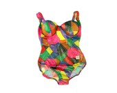 Pierre Balmain One Piece Swimsuit, Geometric Floral Print XS S