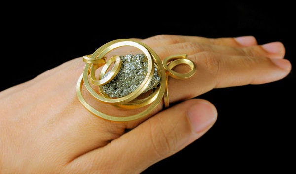 Big Pyrite Cocktail Ring. Unique BOLD Statement Jewelry Handmade Jewelry