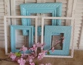 Cottage Chic Frames, Aqua Blue, Shabby Wall Art, Wall Decor, Wall Hanging, Nursery Decor, Frames