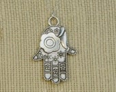 Hamsa Hand Necklace - Fatima Hand - Evil Eye Necklace - Good Luck Necklace - Silver Hamsa Charm