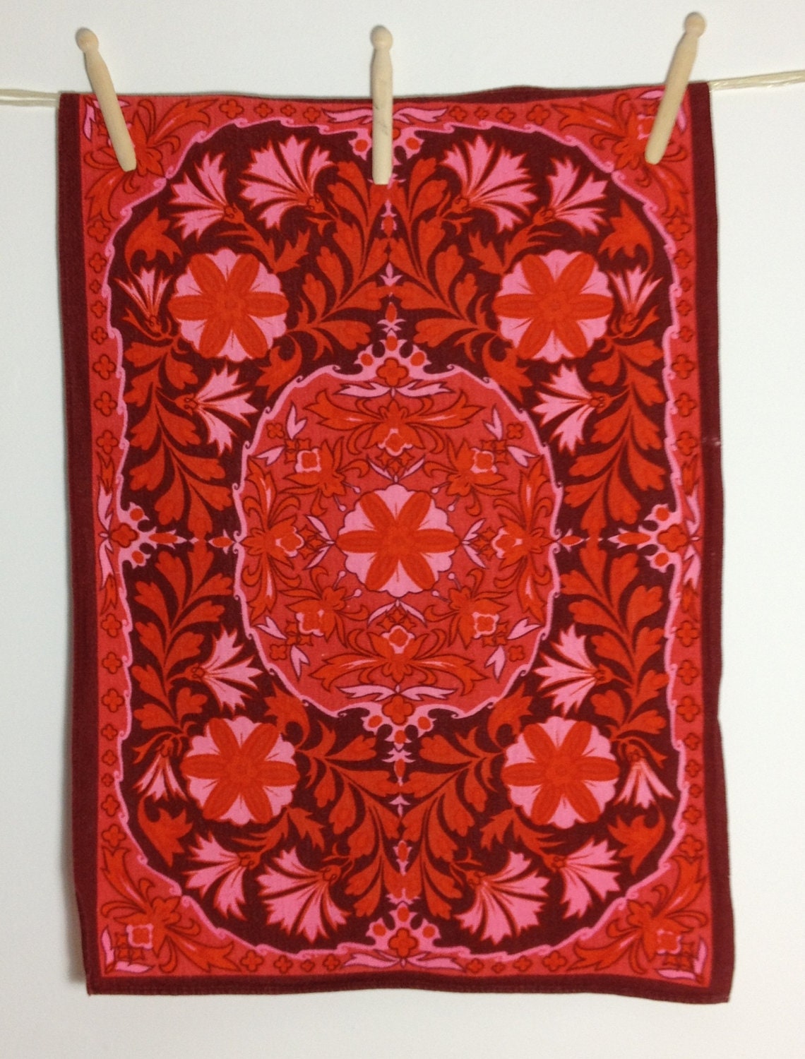 RESERVED.. Vintage Psychedelic Tea Towel, Dish Towel 1960/70s