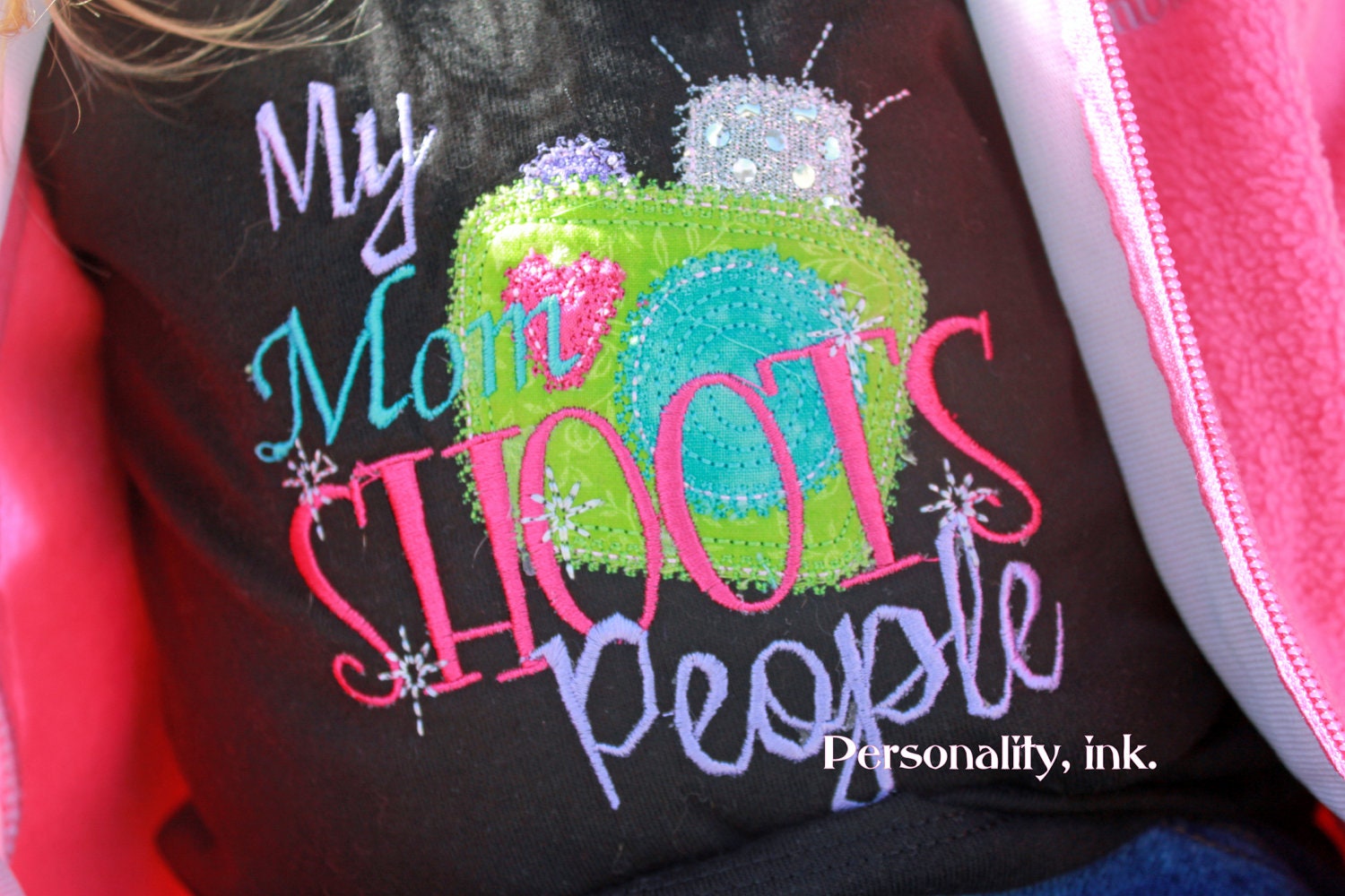 My Mom Shoots People Embroidered Photography Shirt or Onesie- Baby Girl Onesie- Toddler Girls Shirt- Funny Photographer Shirt- Shower Gift