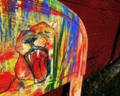 Headboard rawr, Original Mural for Home Decor, Lion Painting, Modern Furniture, Fine Art