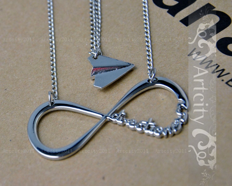 INFINITY One Direction, Forever Directioner & Harry Styles Paper airplane Necklace Sets
