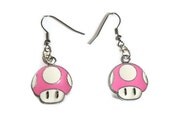Pink Mario Earrings, Mushrooms Gaming Jewelry Stainless Steel Earrings