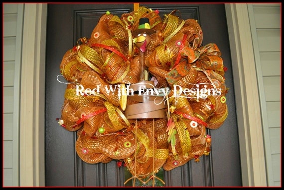 Thanksgiving Wreath, Thanksgiving, Thanksgiving Decoration, Thanksgiving Decor, Turkey, Turkey Wreath, Wreath, Deco Mesh Wreath, Fall
