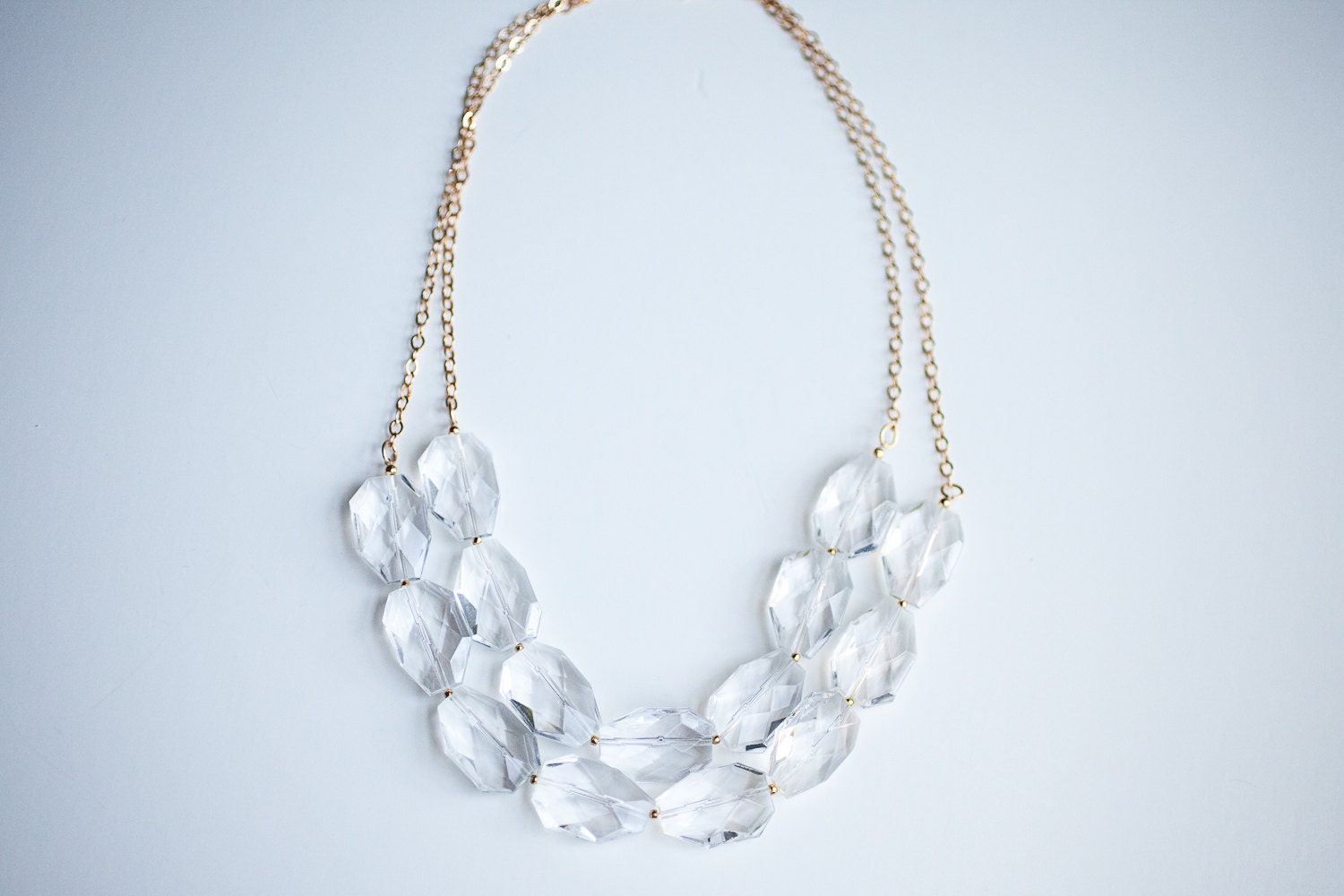 RESERVED FOR JENNIE Clear beaded bib statement necklace