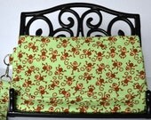 FINAL PRICE Diaper Clutch/Busy Bag - monkey, modern, green, brown, neutral