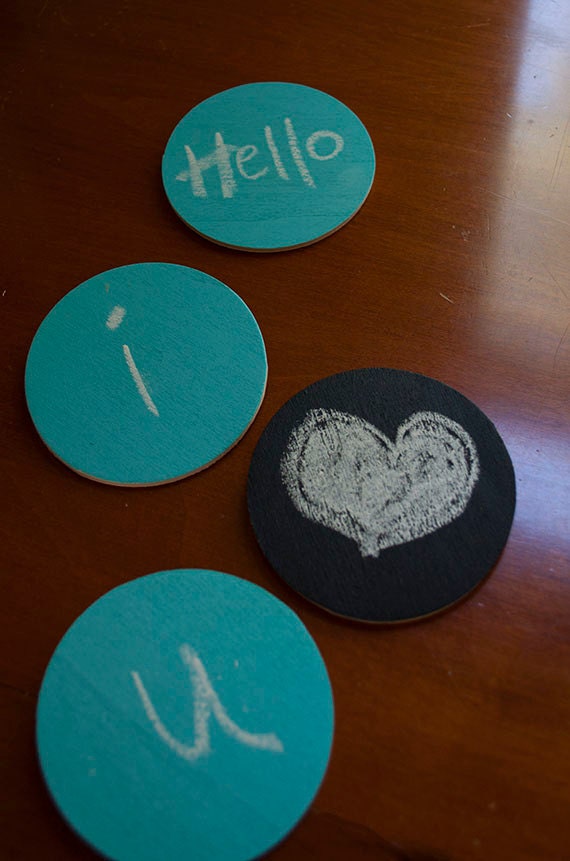 Reusable Chalk Board Name Tags- Round with Pin Closure