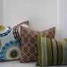 Set of Three pillow covers blue,green,brown,natural outdoor/indoor designer fabric - decorative pillow cover-throw pillow-accent pillow
