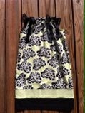 Girls maxi pillowcase dress. Black, lime green, cream mod floral blossoms & lattice print.  Custom children's clothing By EverythingSorella.