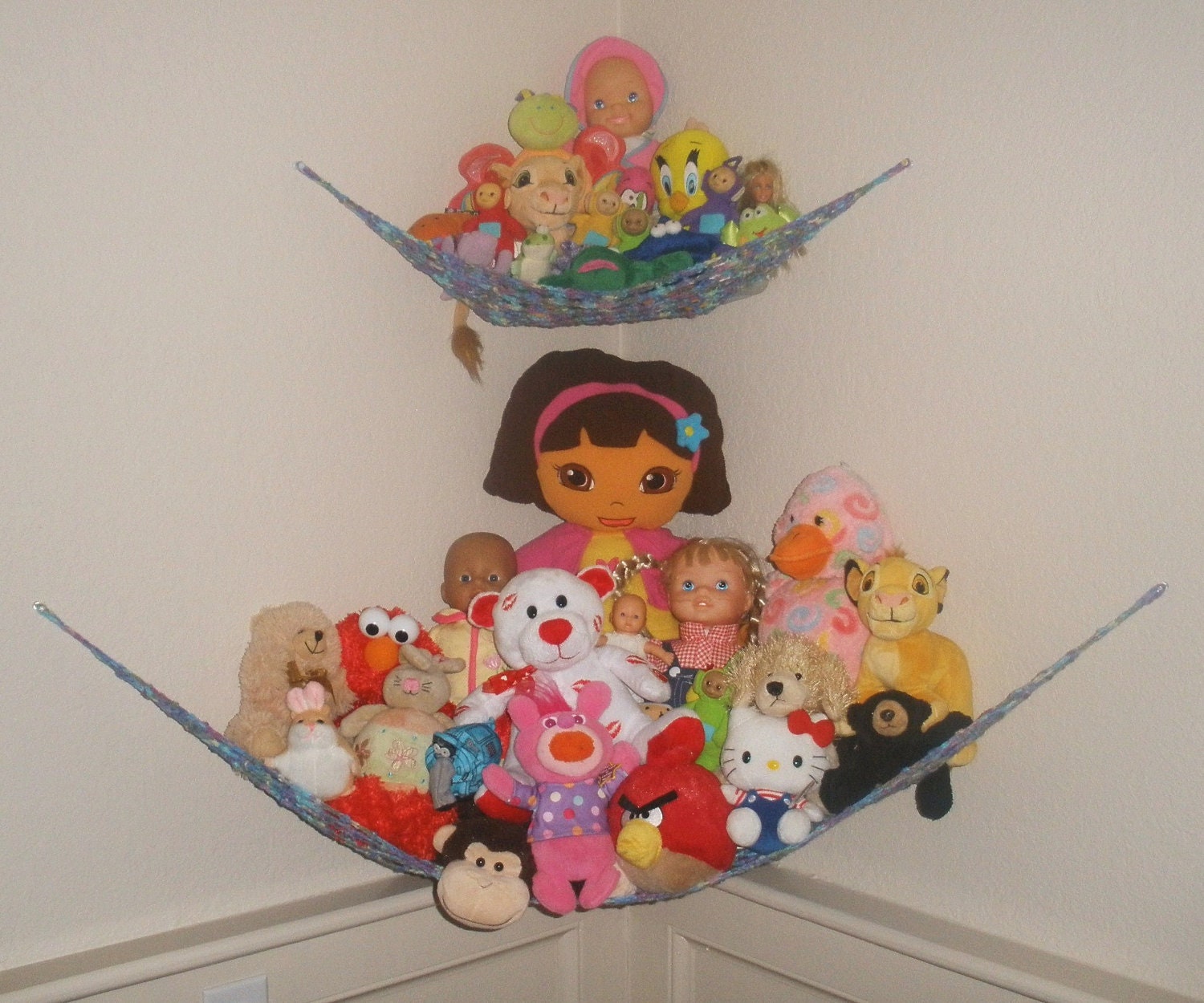 Mini "Lovey Corral" - Crochet Toy Hammock - Stuffed Animal Organizer in Pale Yellow - Ready-to-ship