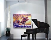 The Light Behind: Original Textured Acrylic Painting on Canvas (Flowers, Nature, Pink, Purple, Orange)