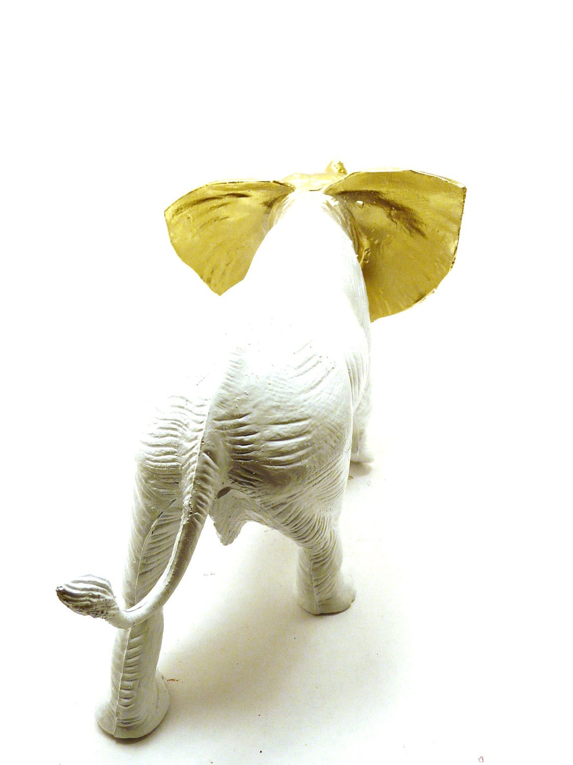 white elephant figurine, gold, upcycled, chic home decor  //  elephants, bohemian, india, altered toy, mod housewares, african, tribal