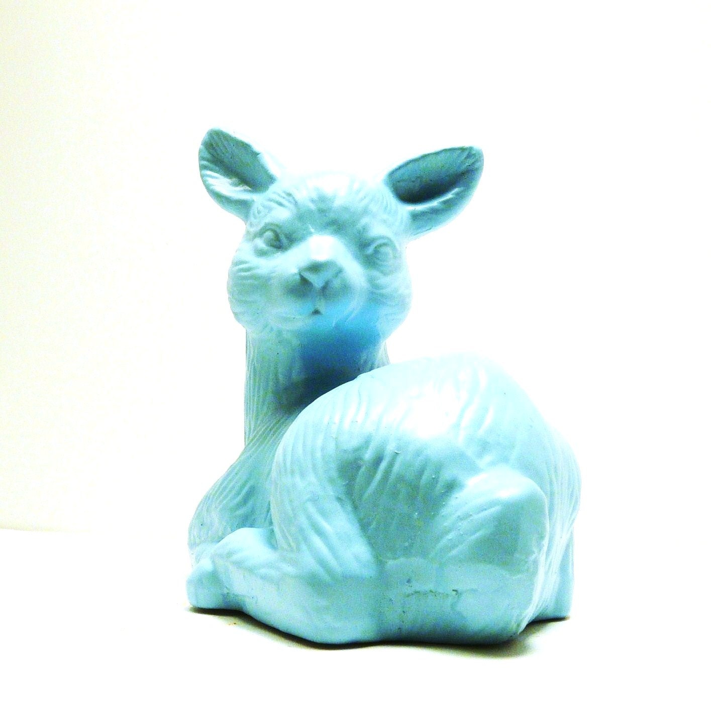 aqua deer figurine // woodland vintage ceramics, turquoise deer, upcycled kitsch, fawn, forrest, animal figurines