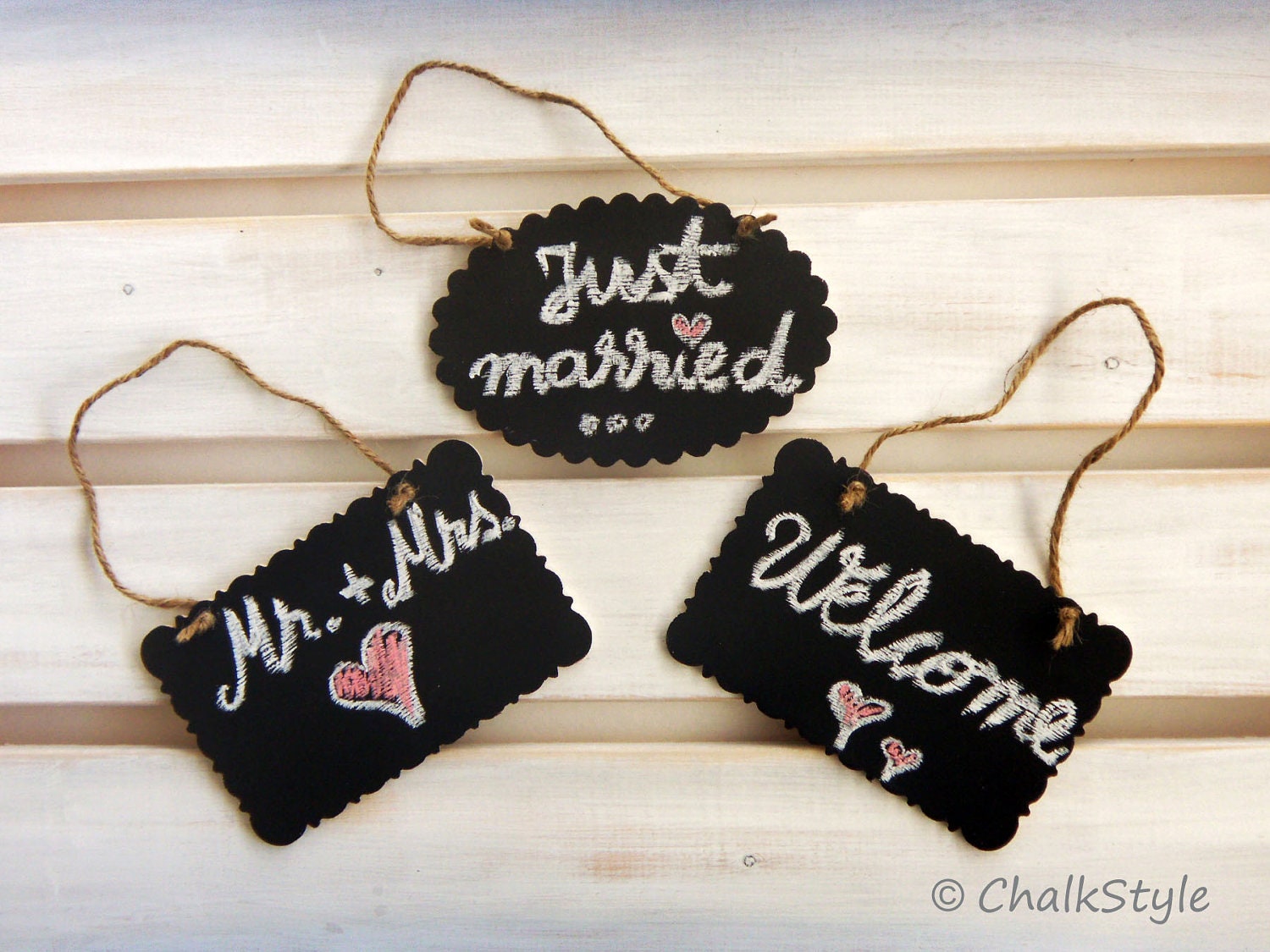 Set of 3 Chalkboard Wedding Signs for Rustic Wedding Decor, Photo Props Wedding Favors Il_170x135