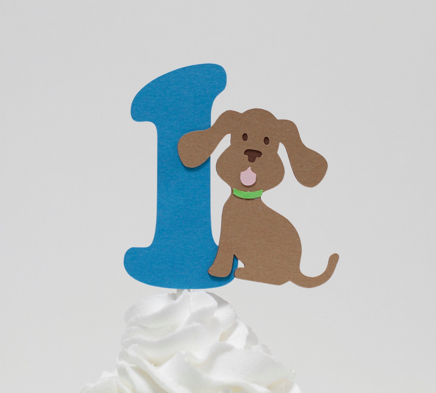 12 Puppy with Lime Green Collar and Teal Blue Age Cupcake Toppers Il_170x135