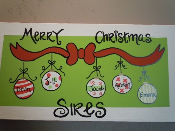 Hand-painted and personalized Christmas canvas for your family