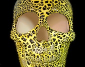 Ceramic Skull -- Neon Yellow Skull with Embossed Black Cobblestone Glaze on top