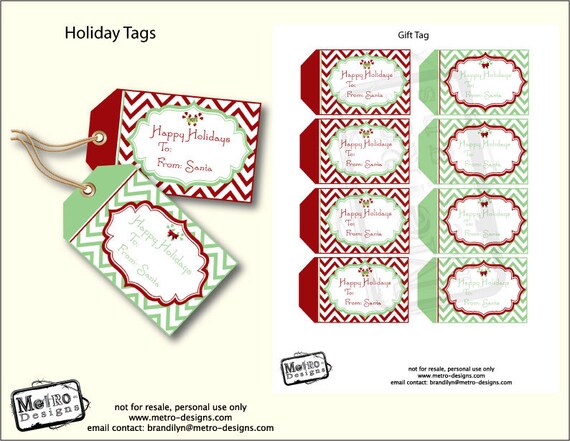 Instant Download - Christmas Gift Tag - Digital File Il_570xn