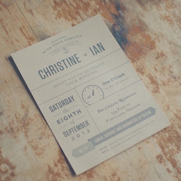 Rustic Kraft Wedding Invitation Suite with Custom Icon: The Pine
