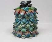 Handcrafted Decorative With Butterflies Polymer Clay Covered China Thimble