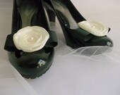 Small cream flower, Hair clip, Shoes clasp, Bobby pin, Brooch, Fabric flower in handmade for her Wedding, Birthday, Bridesmaids accessory