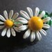 Vintage 1970s Enamel Daisy Pin - Two White Flowers with Yellow Centers- Retro Style - Flower Child Accessory - Womens Vintage Jewelry