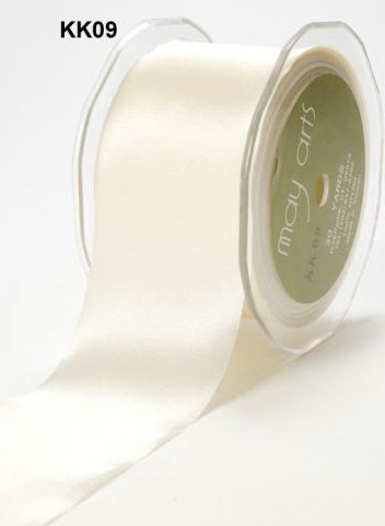May Arts Single Faced Bias Cut Satin Ribbon KK09 Ivory