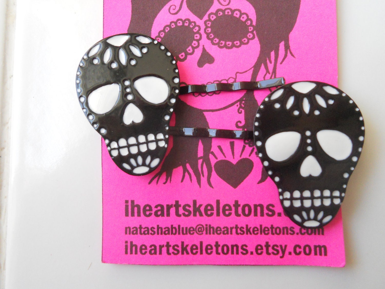Day of the Dead Sugar SkullPsychobilly Barrettes Hair clips