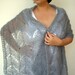 Grey Lace Wrap Hand Knit Stole Woman Trendy Shoulder Wrap