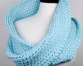 SALE - OOAK Icy Blue Handmade Crochet Twisty Cowl Neckwarmer in Luxury Merino Wool Super Soft Chunky Warm Fall Winter Unisex Accessory