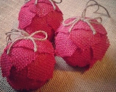 Set of 5-Red Christmas Ornament-Pinecone Inspired-Unique-Folk/Rustic Christmas