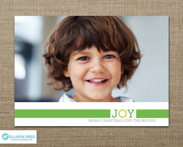 Christmas Photo Card - Christmas Card - Christmas Printable - Holiday Card - joy - green - red - blue - Kids - Joy - DIY Printable Il_570xn