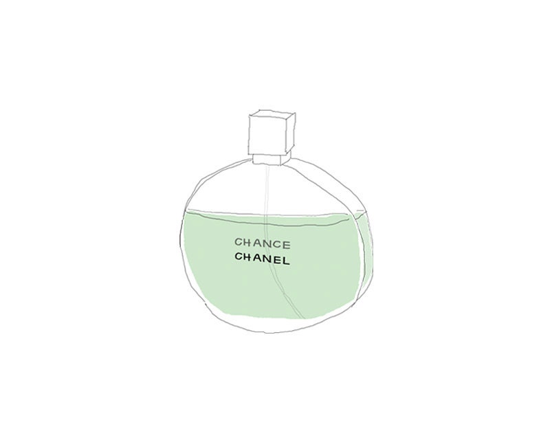Chanel Green Perfume Illustration: 8.5 x 11 Digital Print