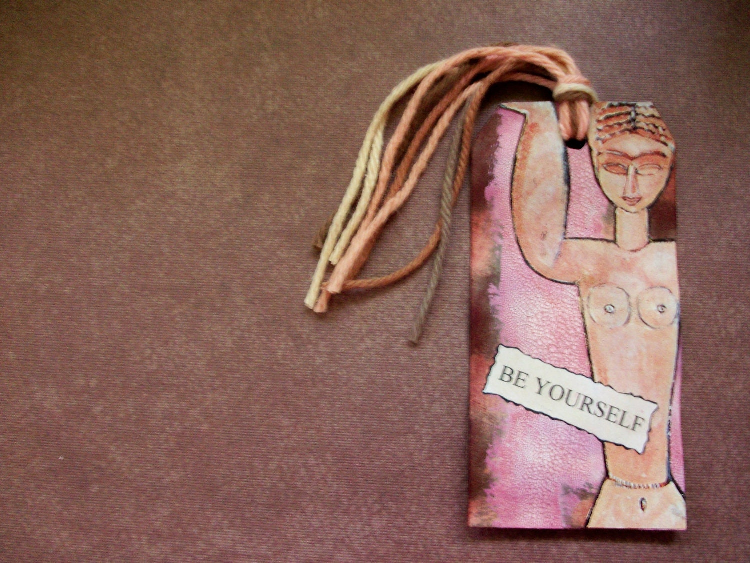 OOAK Art Collage Tag / Bookmark "Be Yourself"