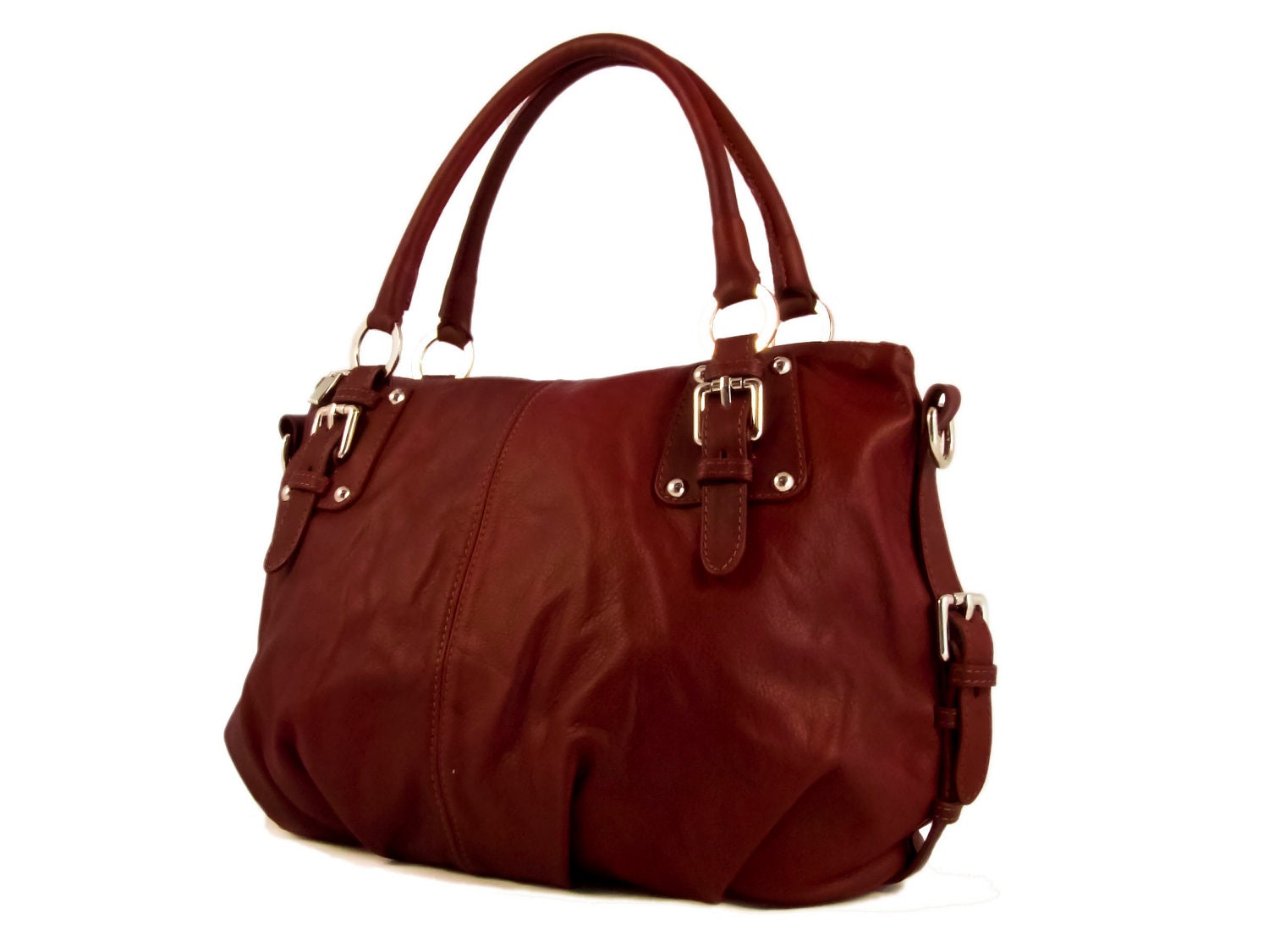 Handmade Leather Handbag Bag Purse Hobo in  Chocolate -.- the Ahelly-.-
