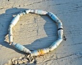 Light Blue Recycled Paper Bead Bracelet