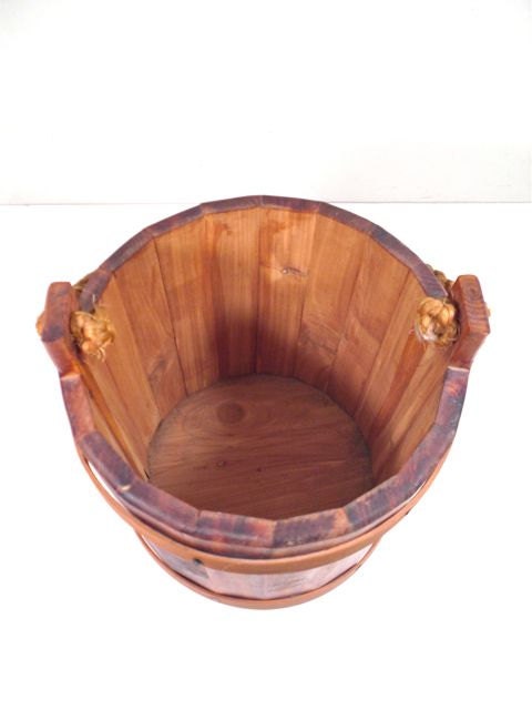 Primitive Wood Bucket - Firkin Well Bucket Rope Handle