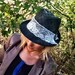 Lacy Brown Fedora Hat with Wide Lace Trim and Vintage Brooch Women's Fancy Hat