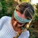 Beaded and Sequined Boho Headband in Tiffany Blue with Ribbon Tie Backs - Hip To It Headband