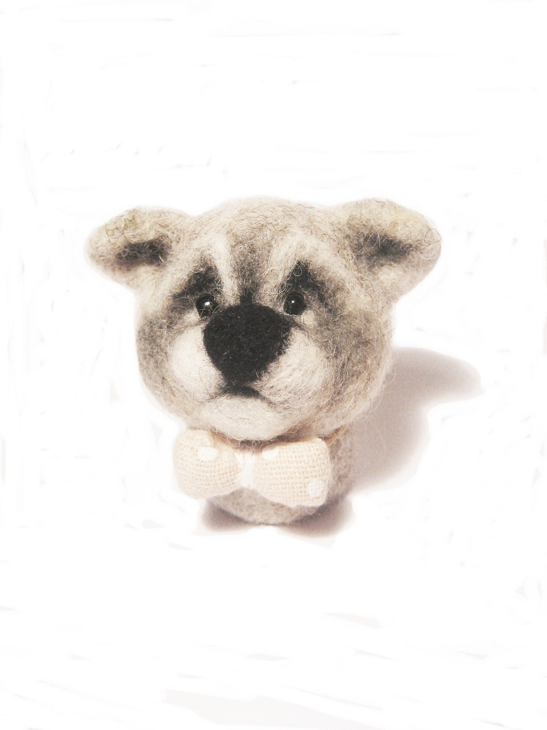 Baby raccon needle felted finger puppet  Raccoon plush toy made from needle felted wool - Eco friendly toy - Made to order